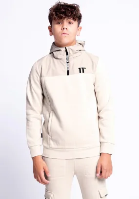 11Degees Boys Quarter Zip Long Sleeve Hoodie, Cream