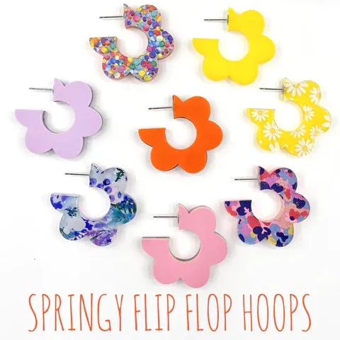 1.5 Flippy Acrylic Hoop Earrings - Bright Confetti & Orange