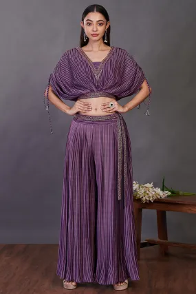 50Z994-RO Purple Printed and Embellished Rayon Indowestern Co-ord Set