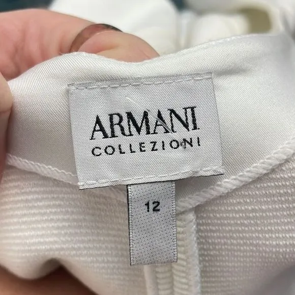 Armani CollezioniIvory Textured Short Sleeve Jacket