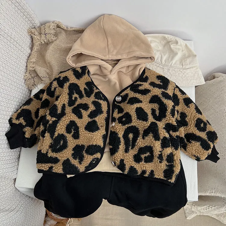 Baby Kid Girls Boys Leopard print Jackets Outwears Wholesale 23113014