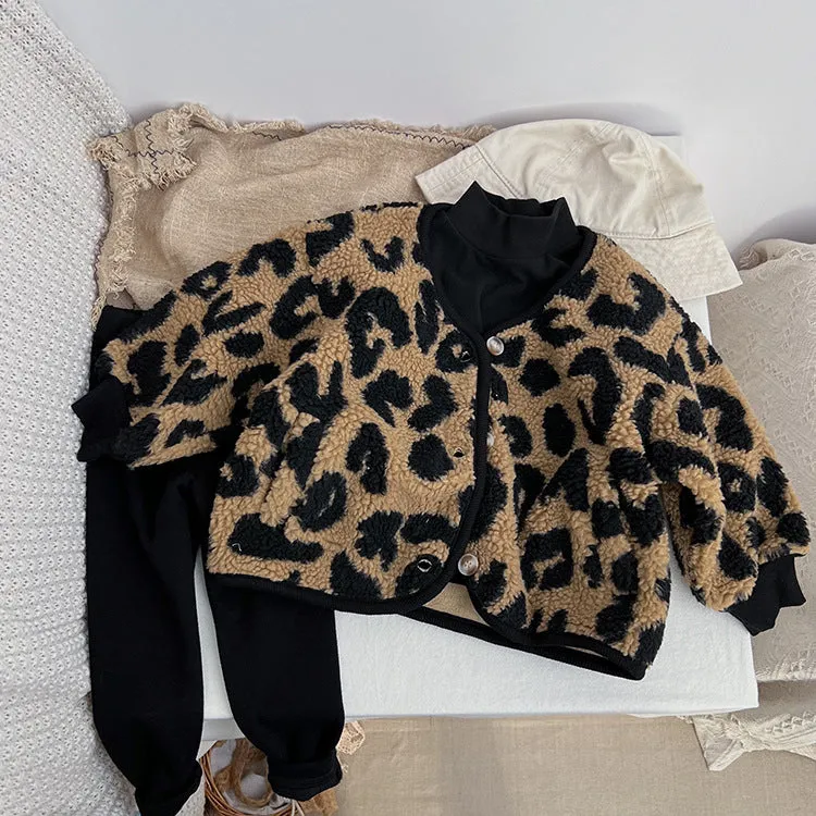 Baby Kid Girls Boys Leopard print Jackets Outwears Wholesale 23113014