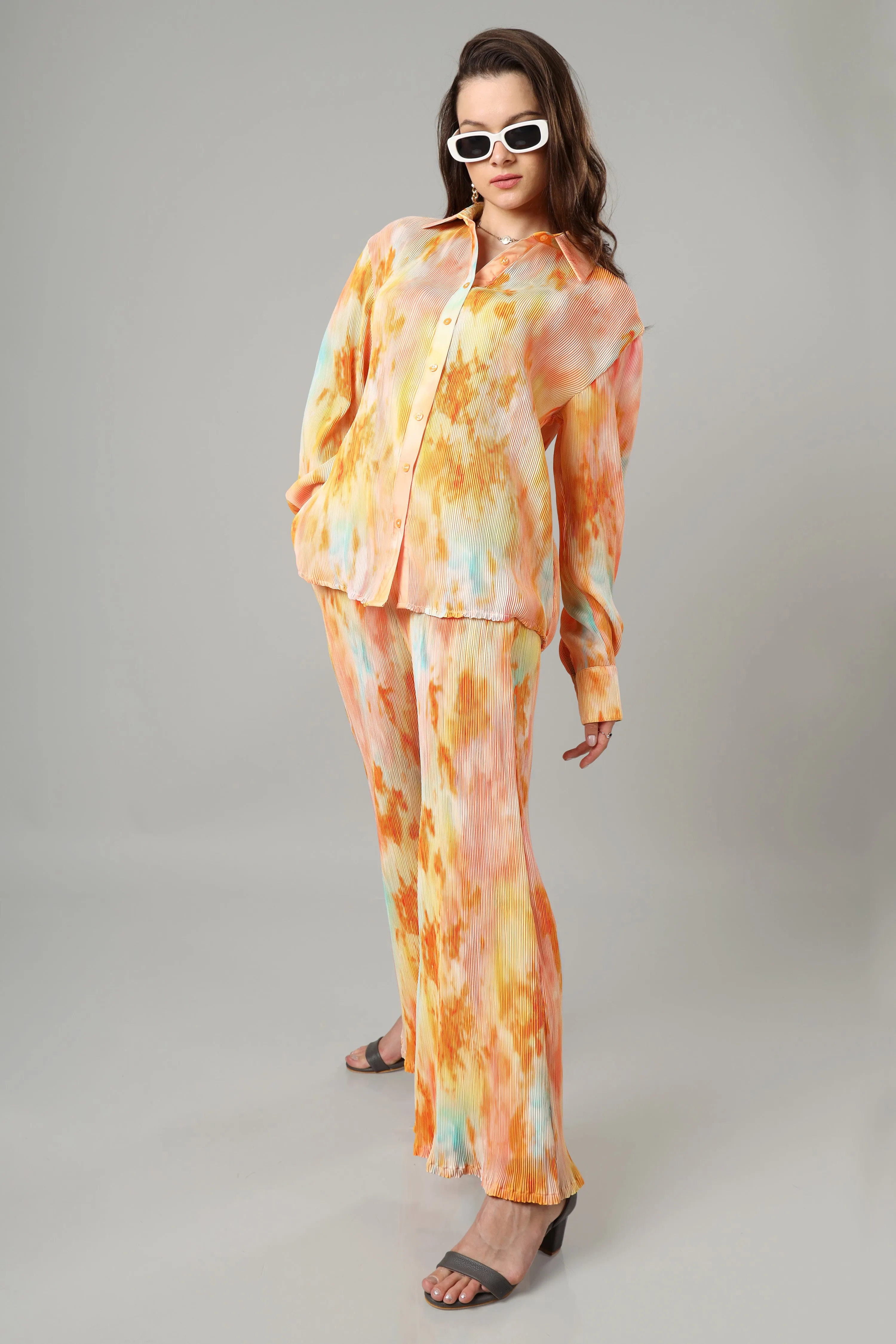 Bestselling Tye Dye Pleated Co-Ord Set For Women