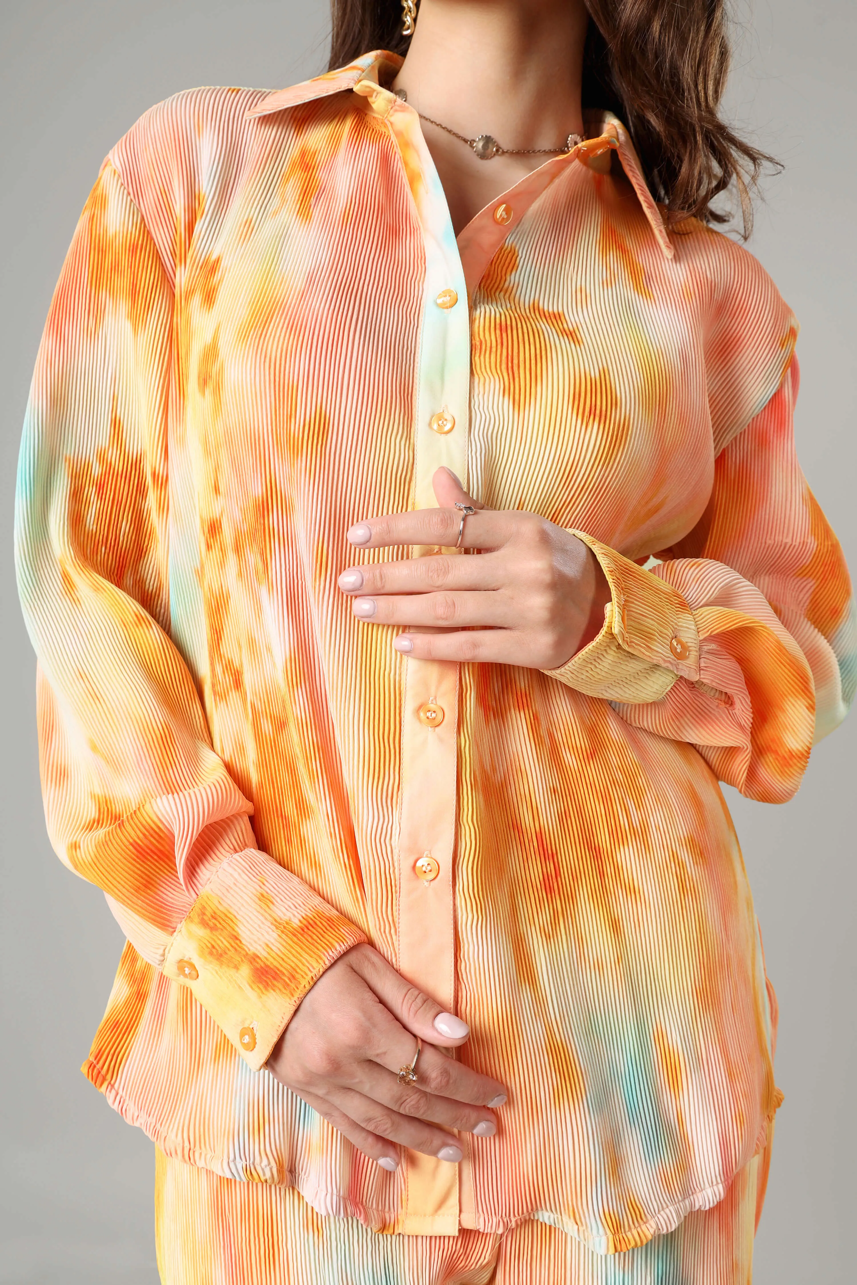 Bestselling Tye Dye Pleated Co-Ord Set For Women