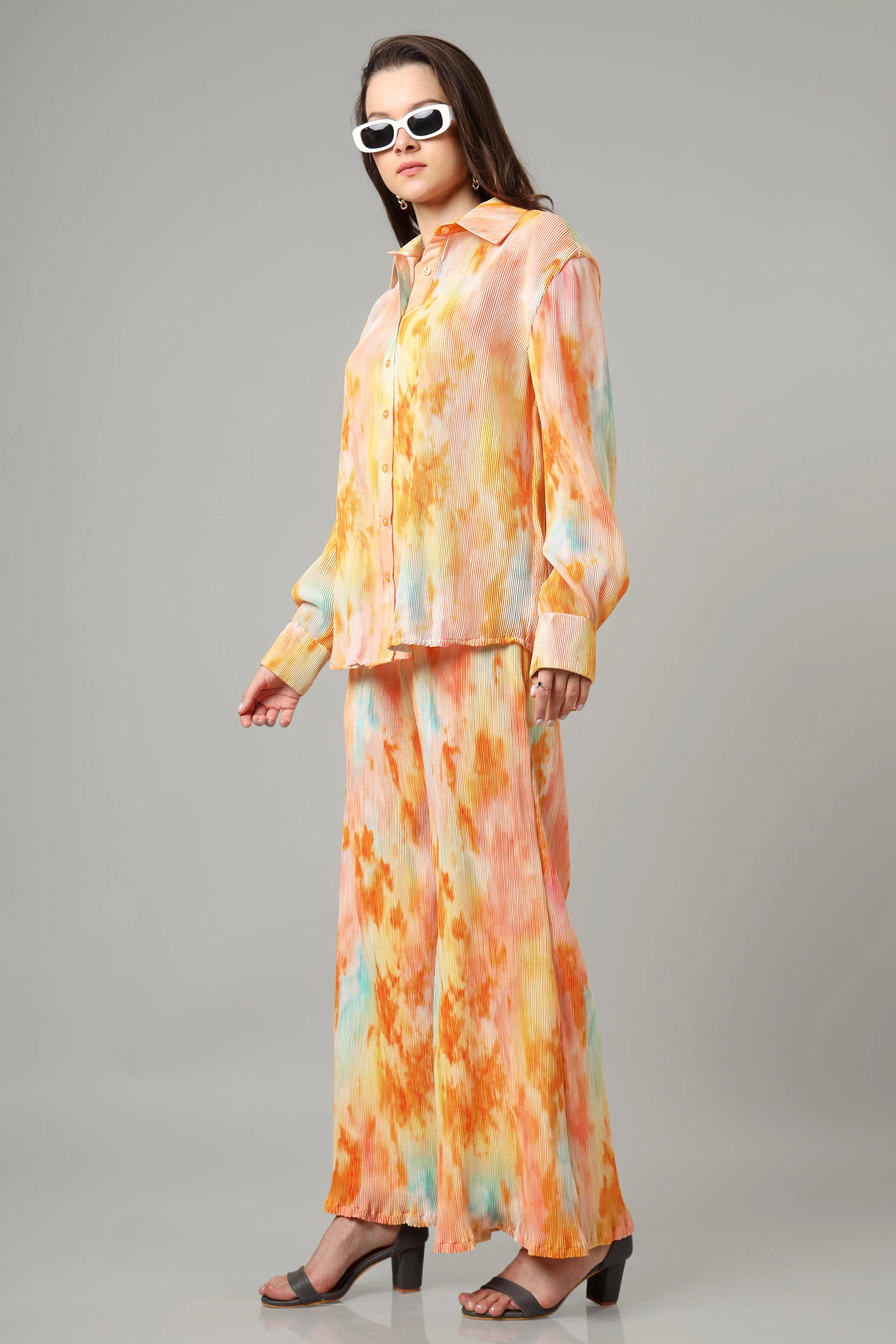 Bestselling Tye Dye Pleated Co-Ord Set For Women