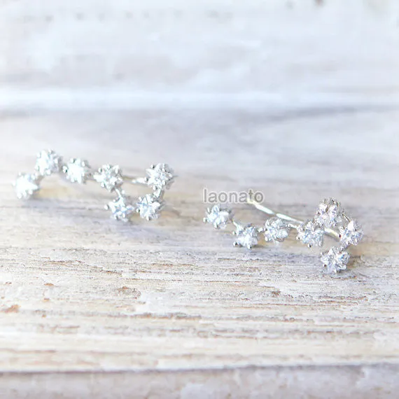 Big Dipper Ear Climber, ear cuff - Crystal stars