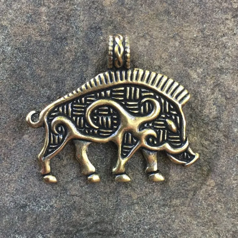 Boar Pendant - Bronze or Silver