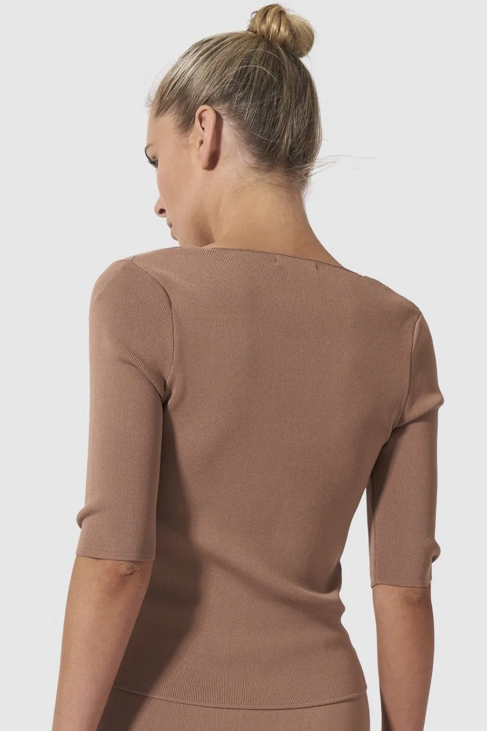 Borderline Sandstone Square Neck Knit Top