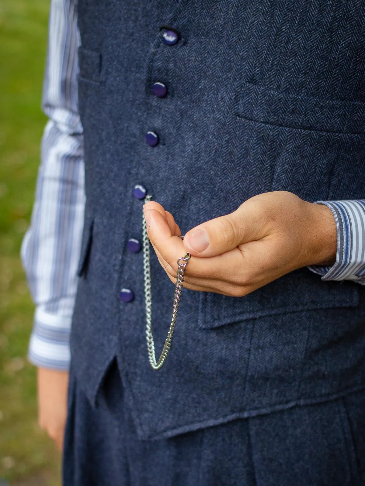 Brushed Silver Quartz Pocket Fob Watch