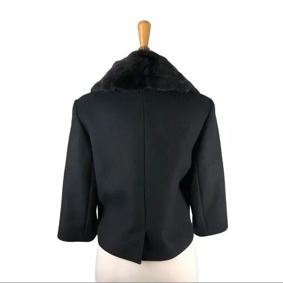 CacharelBlackWool Blend Jacket w Fur Trim