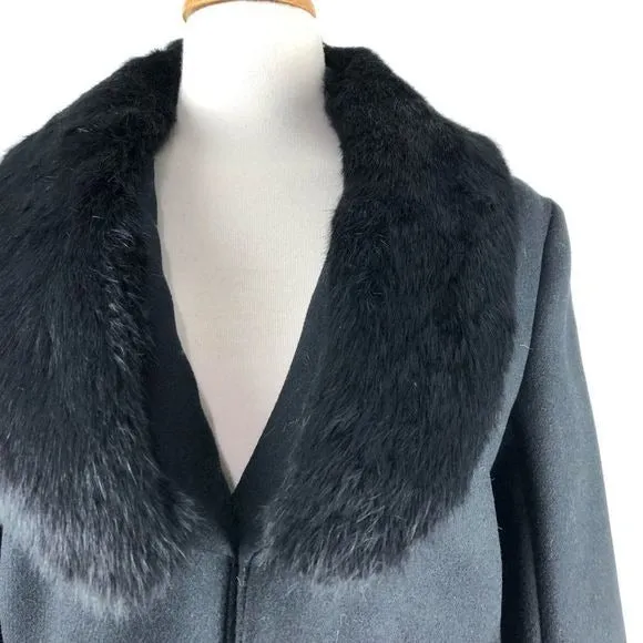 CacharelBlackWool Blend Jacket w Fur Trim