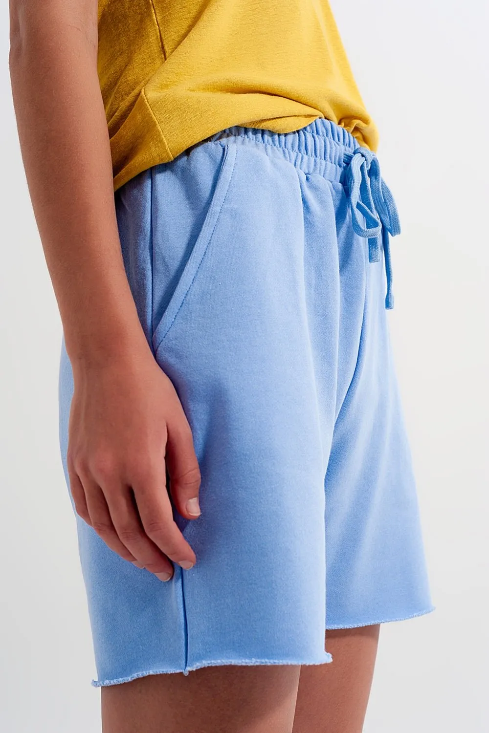 Co-Ord Jersey Slim Shorts Shorter Length in Blue