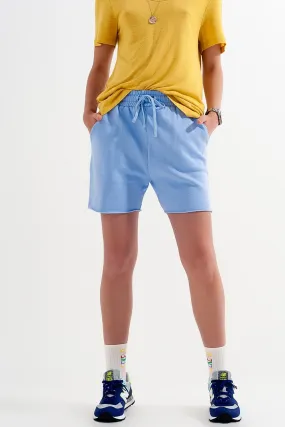 Co-Ord Jersey Slim Shorts Shorter Length in Blue