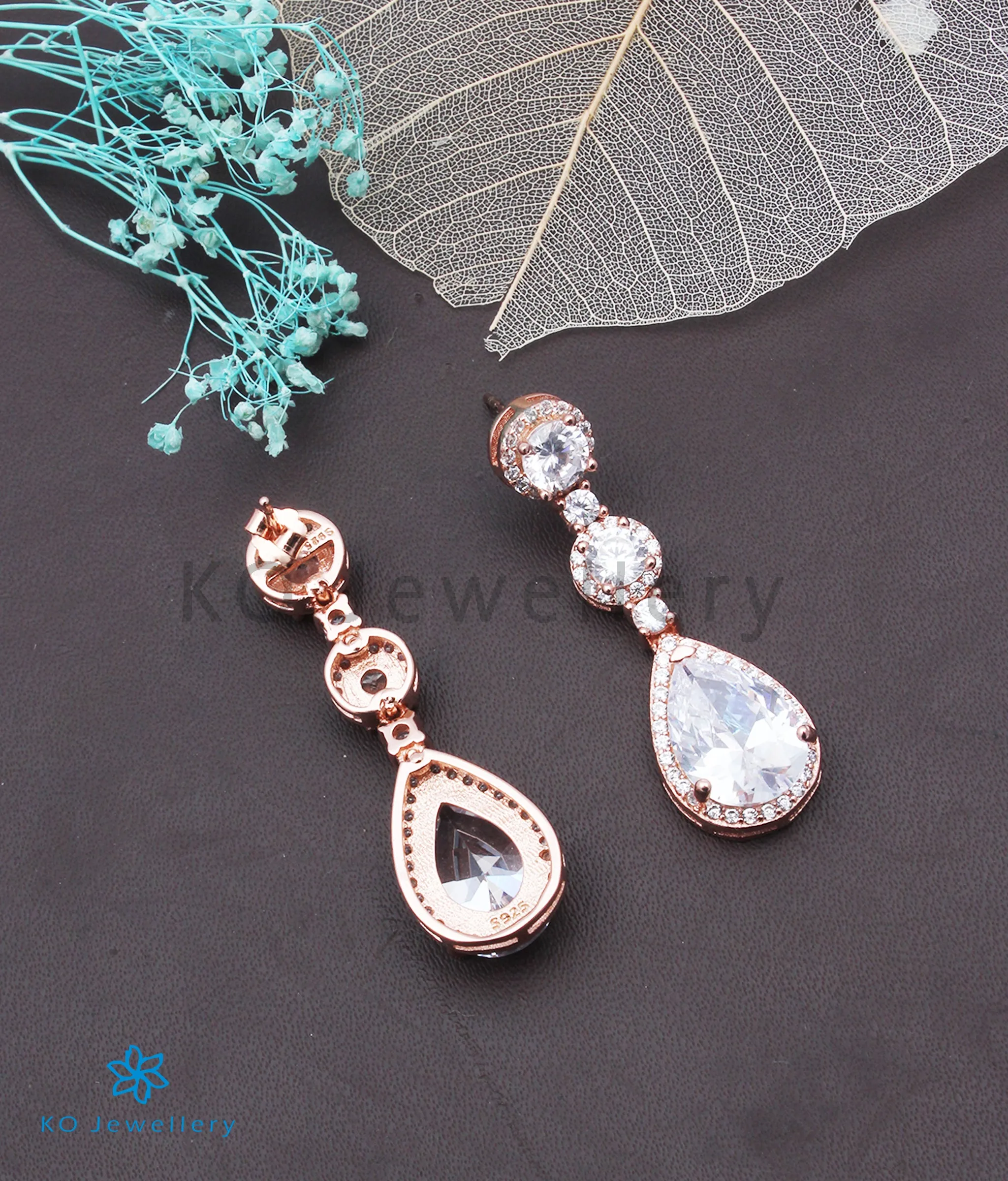 Copy of INdiranagar stock Silver Earrings - rose gold 11