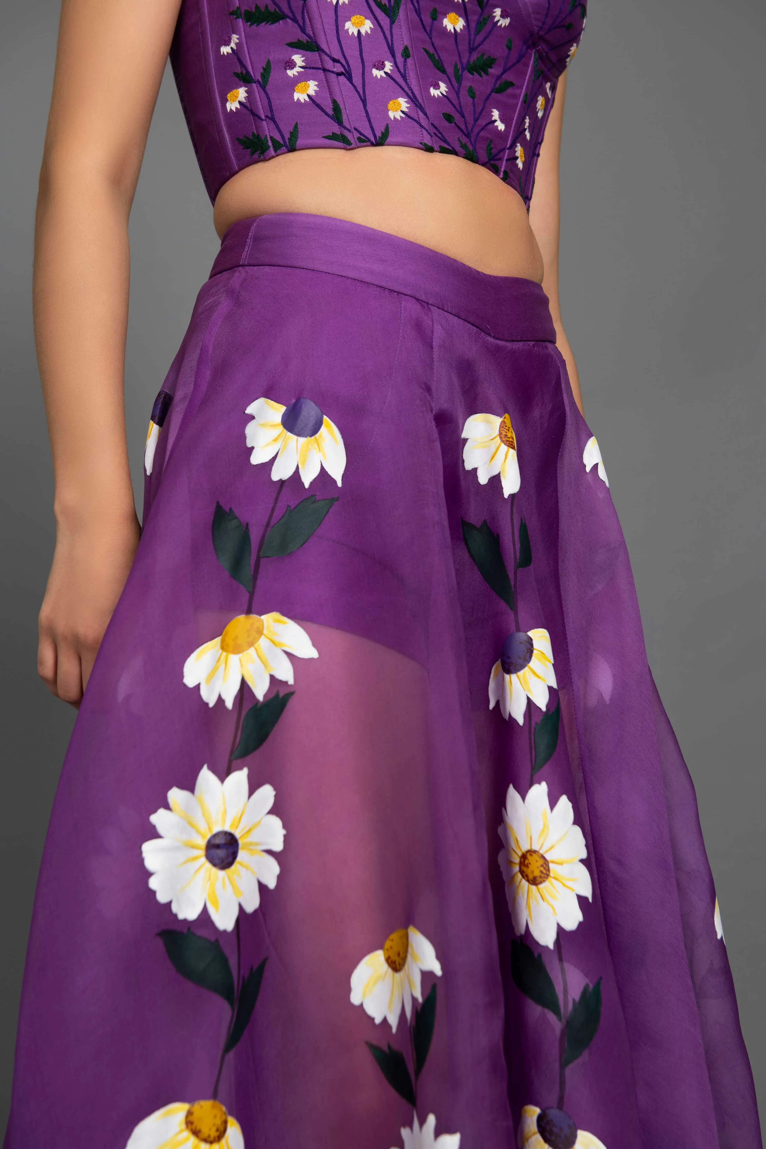 Daisy Purple Organza Skirt Set