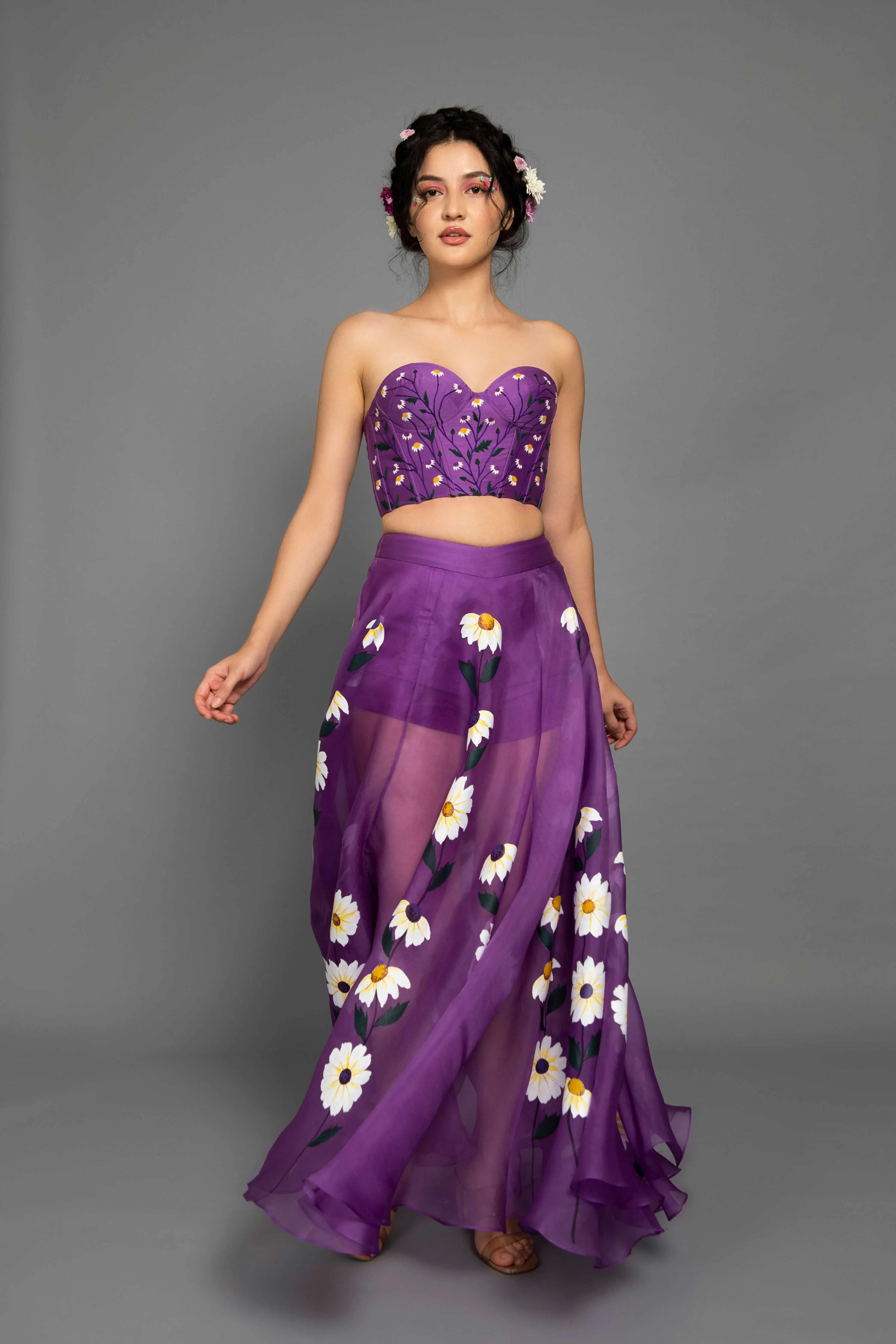 Daisy Purple Organza Skirt Set