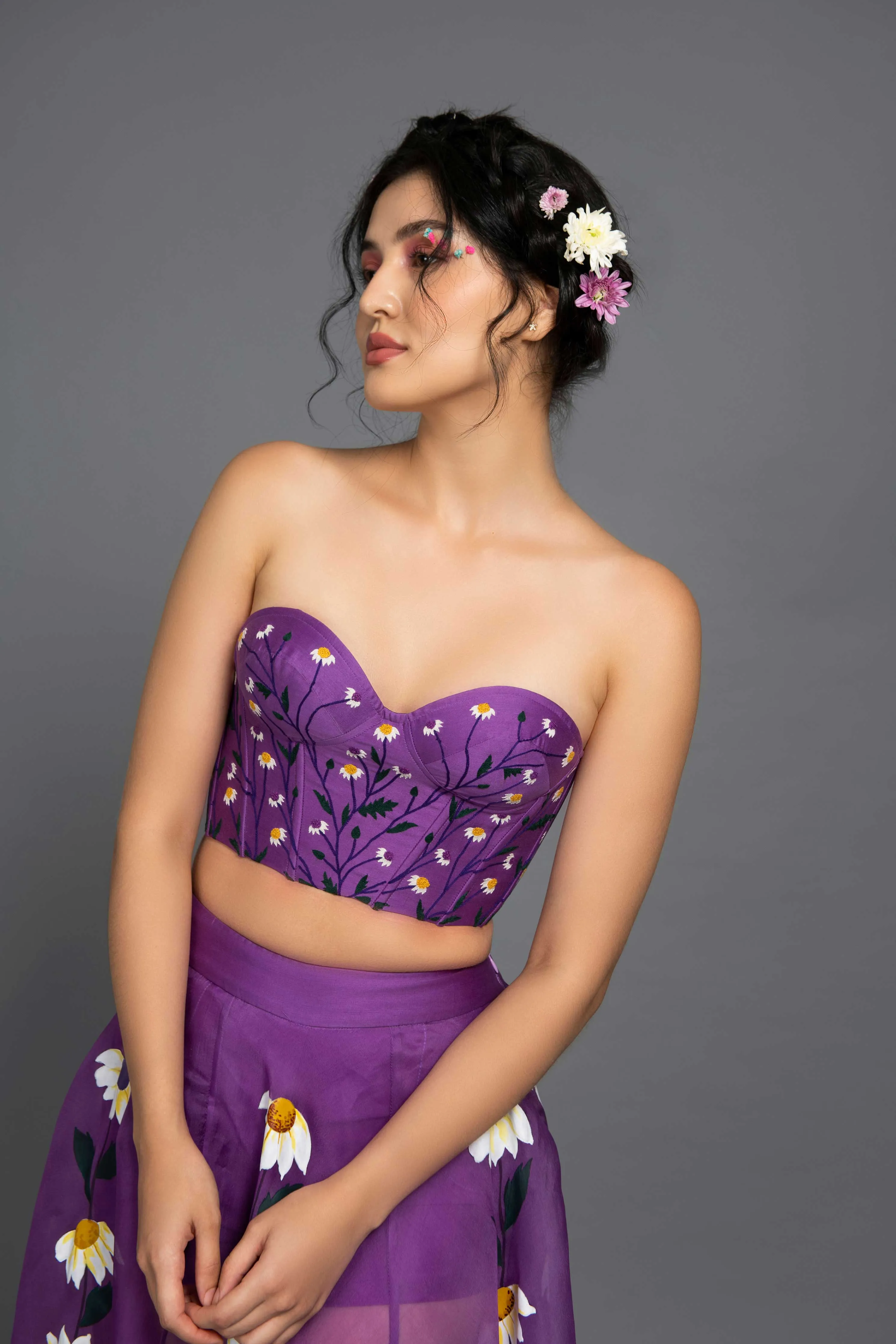 Daisy Purple Organza Skirt Set