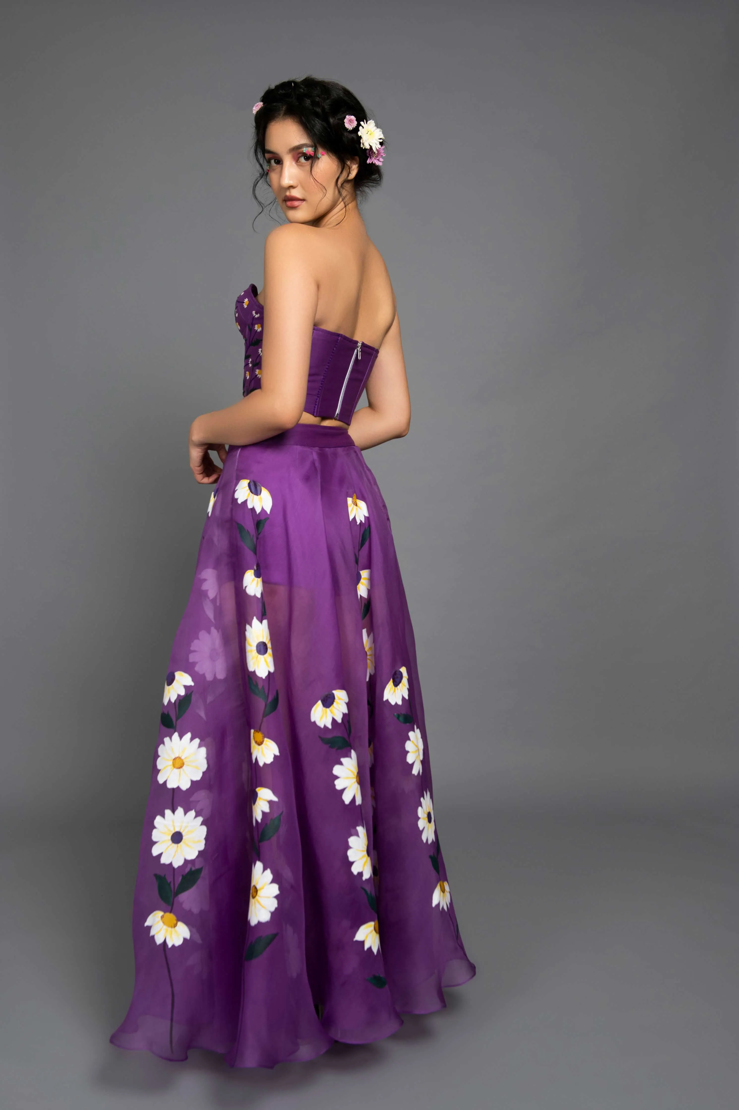 Daisy Purple Organza Skirt Set