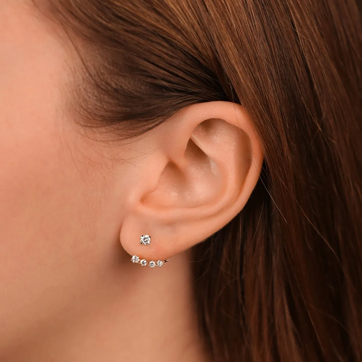 Diamond Arc Ear Jackets & Studs