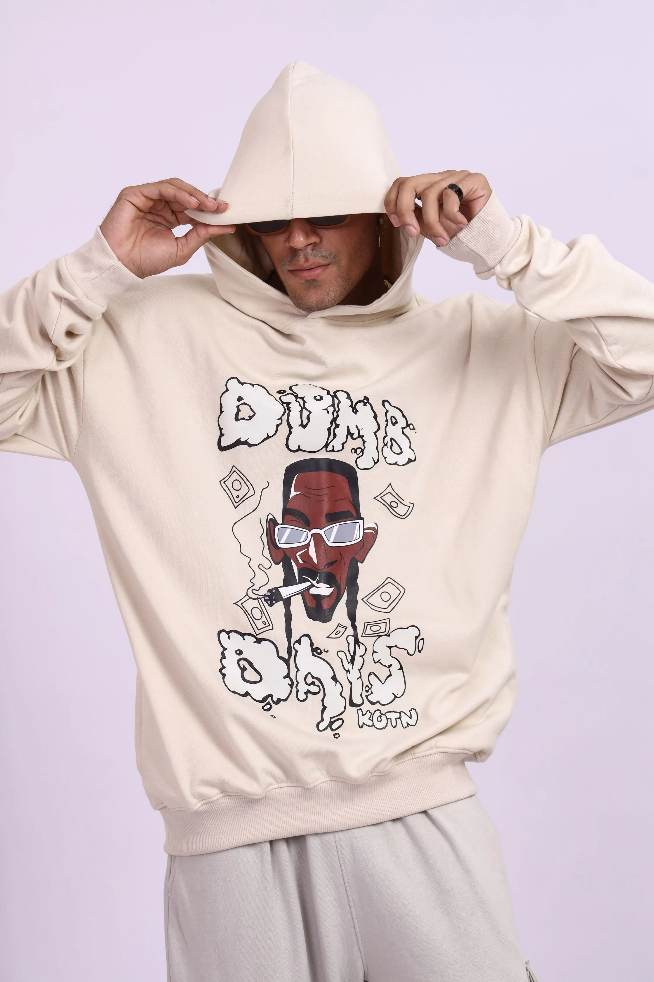 Dumb Days Beige Oversized Hoodie