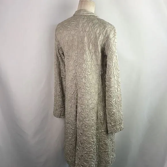 Eileen FisherNWT Cream Textured Silk Long Jacket