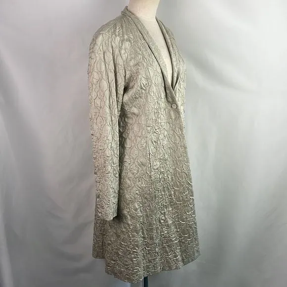 Eileen FisherNWT Cream Textured Silk Long Jacket