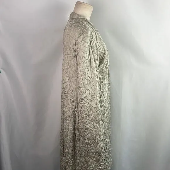 Eileen FisherNWT Cream Textured Silk Long Jacket