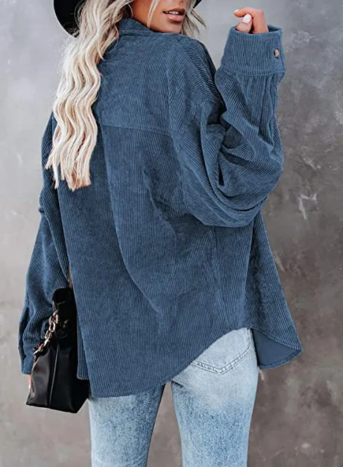 Haute Edition Women's Slouchy Oversized Corduroy Shirt Jacket