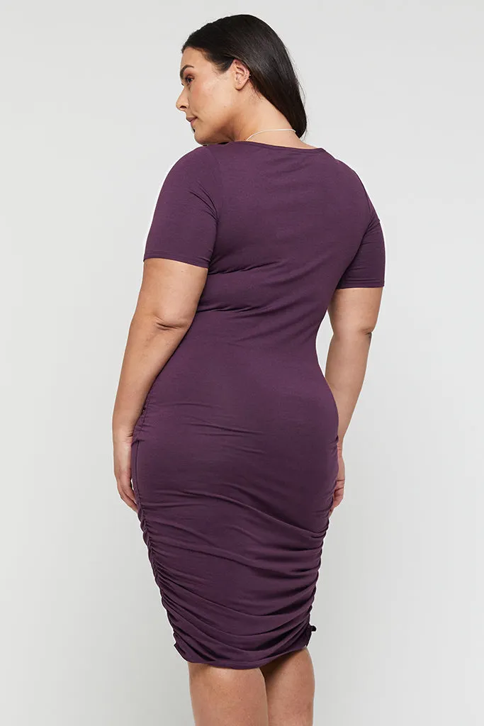 Jasper Ruched Dress - Plum