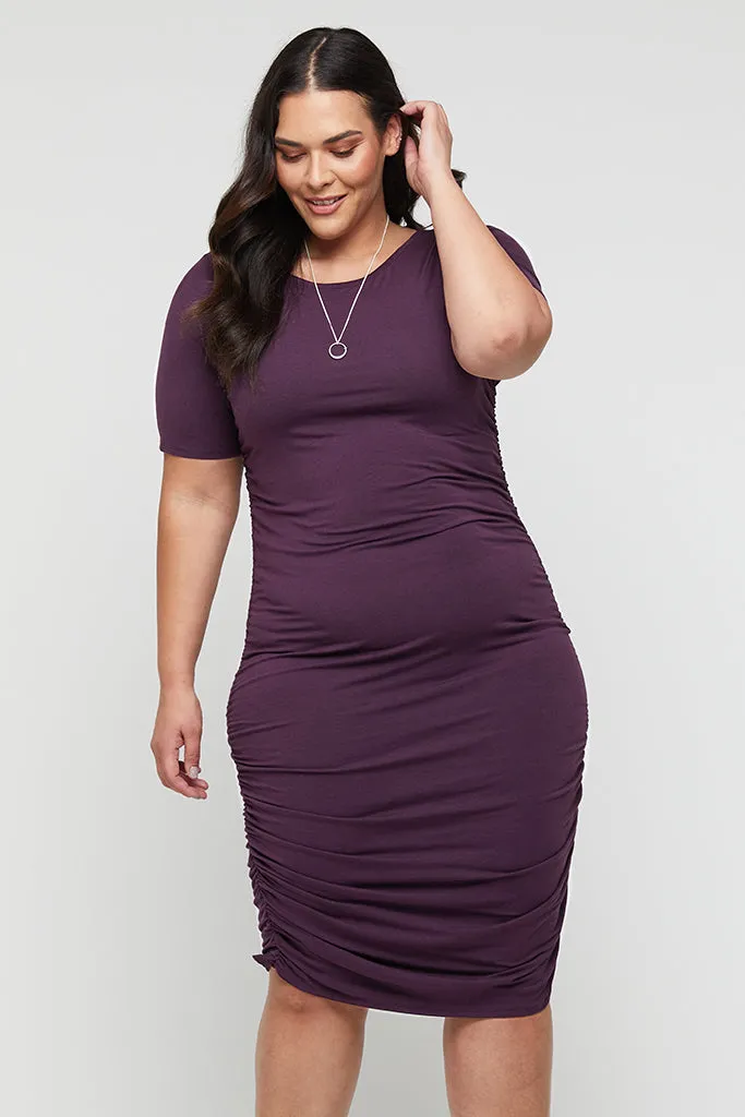 Jasper Ruched Dress - Plum