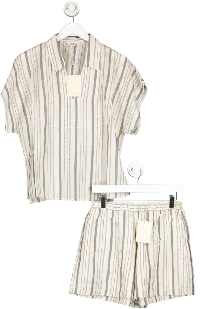 Jovonna London Cream Cotton/linen Shorts & Top Co-ord Set BNWT UK L