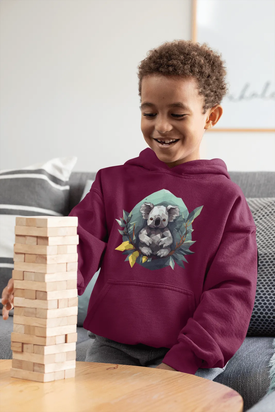 Kinder Hoodie mit Koala "Polygon Koala"