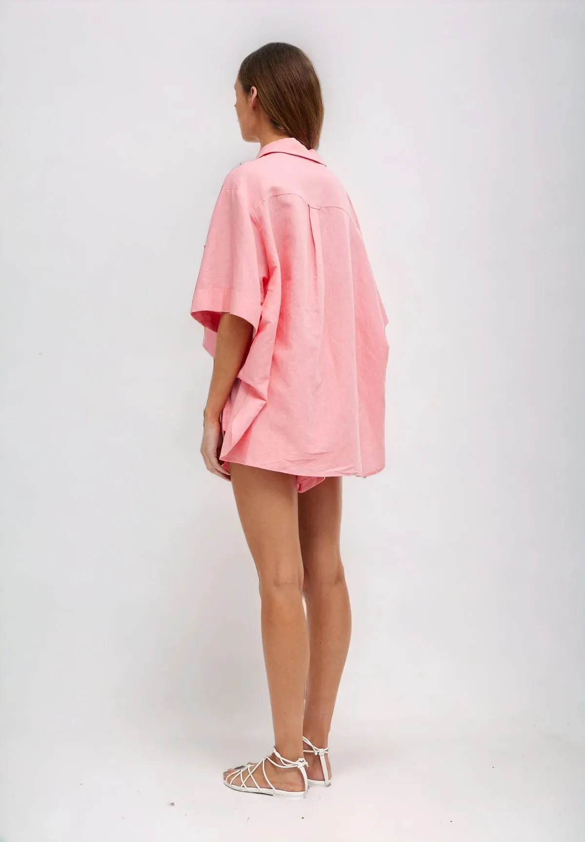 Kinney- Juniper Shirt in Coral Pink