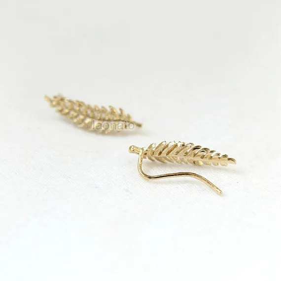 Leaf Ear Climber, pin earrings