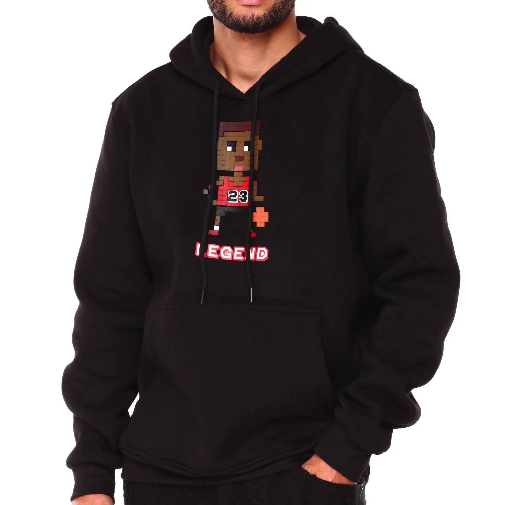 Legend Mens Graphic Pullover Hoody - Black