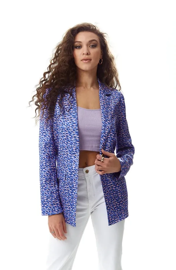 Liquorish Stroke Print Blazer In Purple