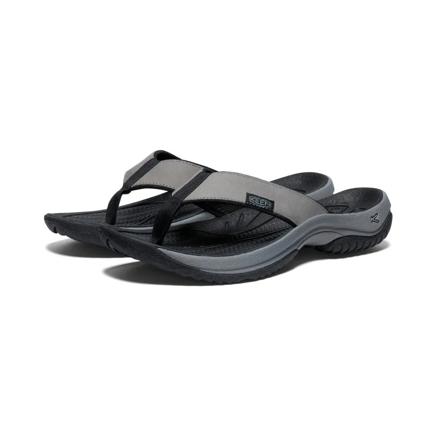 Men's Kona Leather Flip-Flop  |  Steel Grey/Black