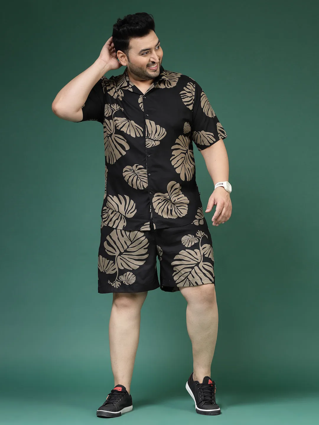 Men's Leaf Motif Co-Ord Set