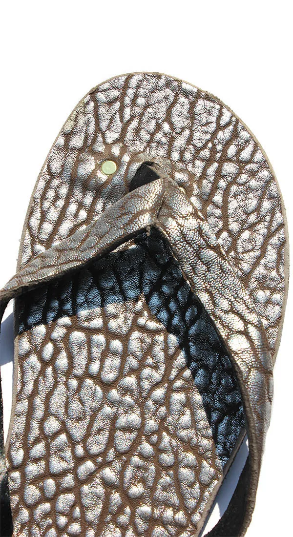 Metallic Lambskin Flip Flops