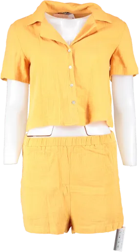 miss lola Orange Short Sleeve Shirt And Shorts Set UK S