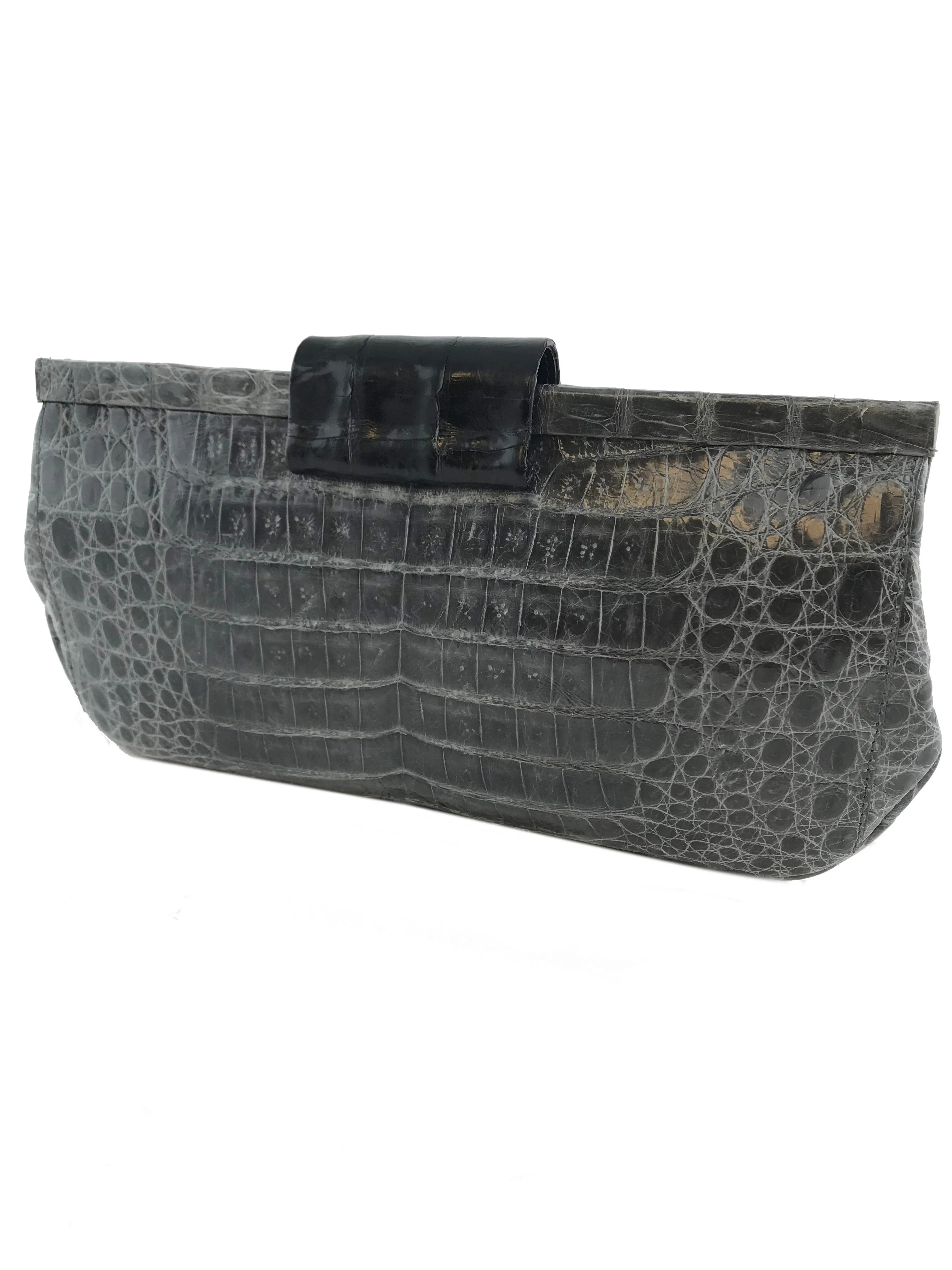 Nancy Gonzalez Shiny Frame Crocodile Clutch