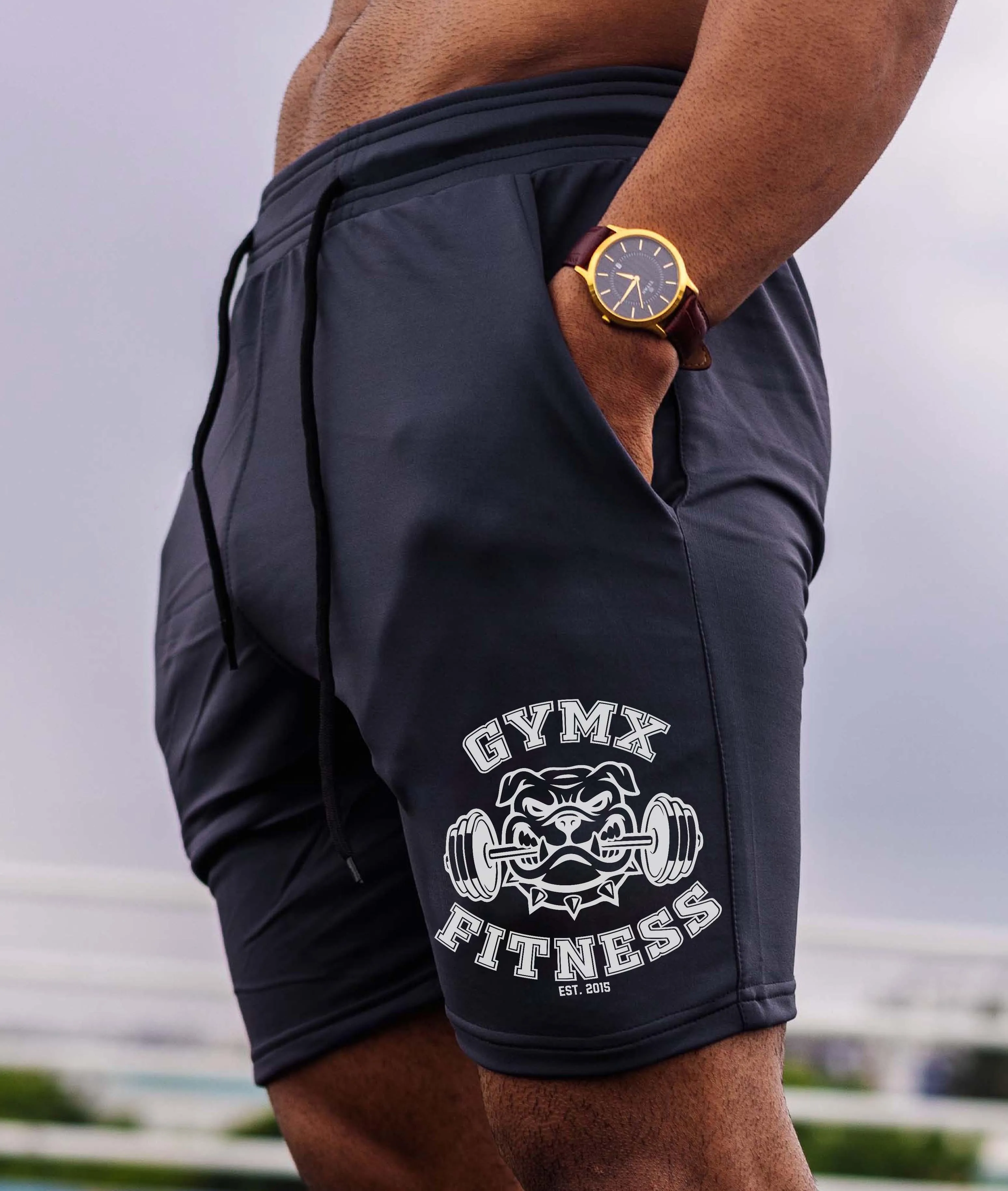 Oversized GymX Carbon Grey Shorts: GymX Fitness