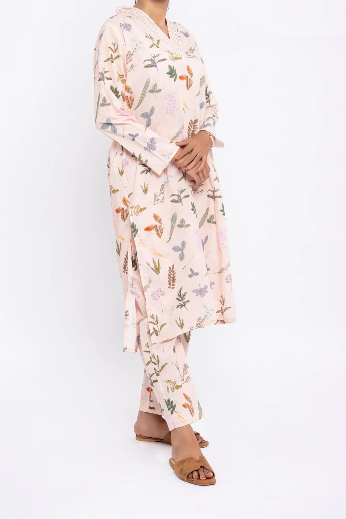 PEACH PRINTED CO-ORD SET S/T