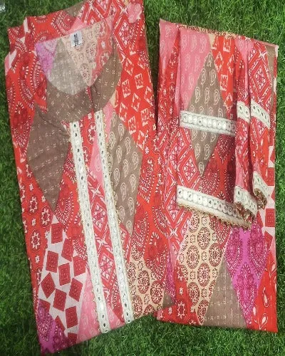 Red Tone Sanganeri Printed Cotton Co-Ord 2Pc Set