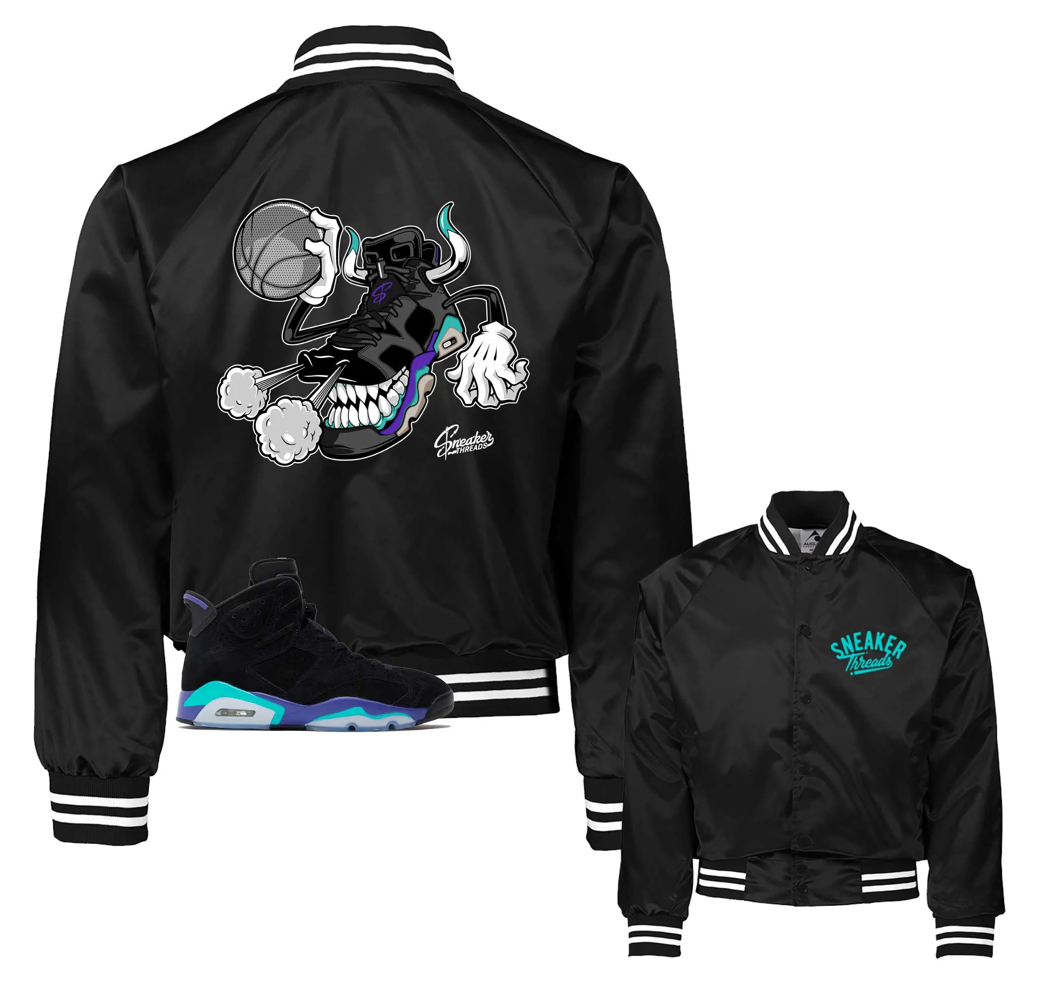 Retro 6 Aqua Fly Kicks Satin Jacket