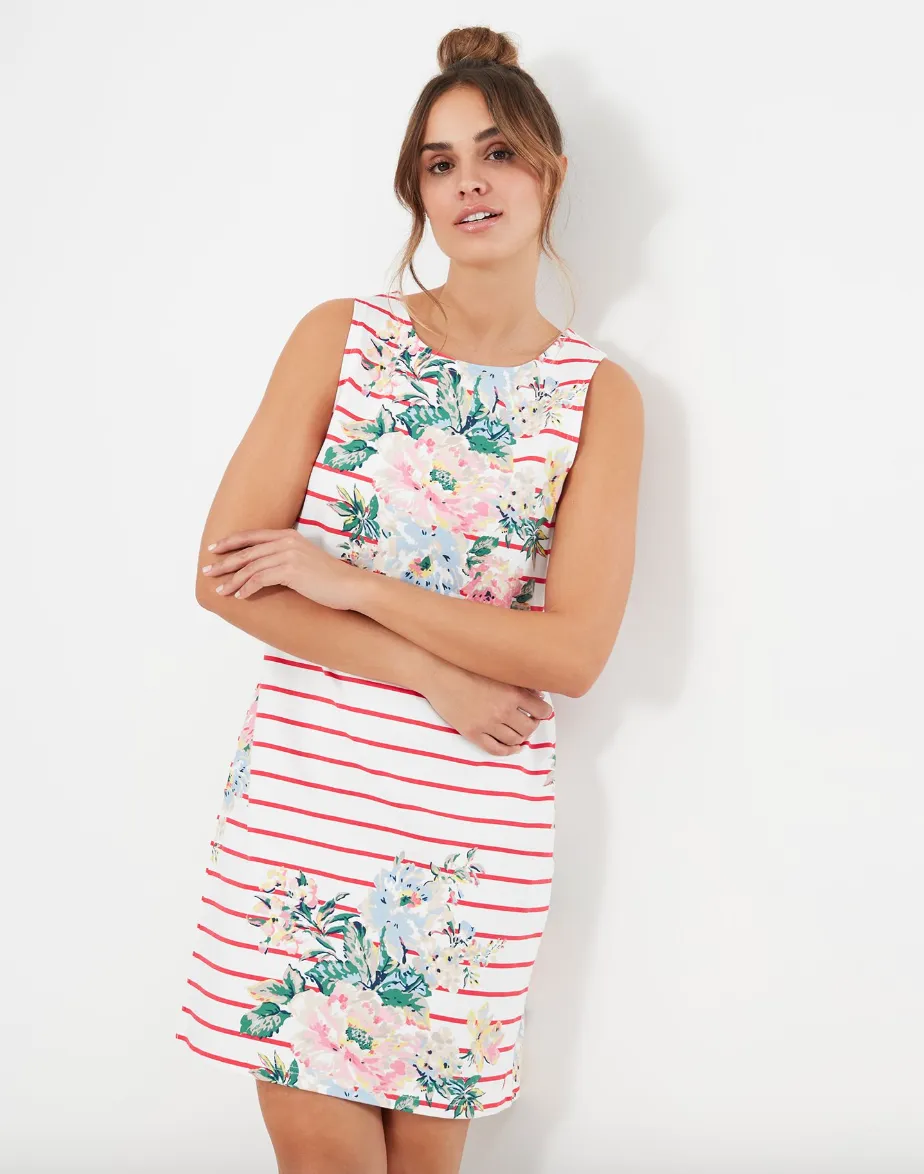 Riva Sleeveless Jersey Dress in Red Floral