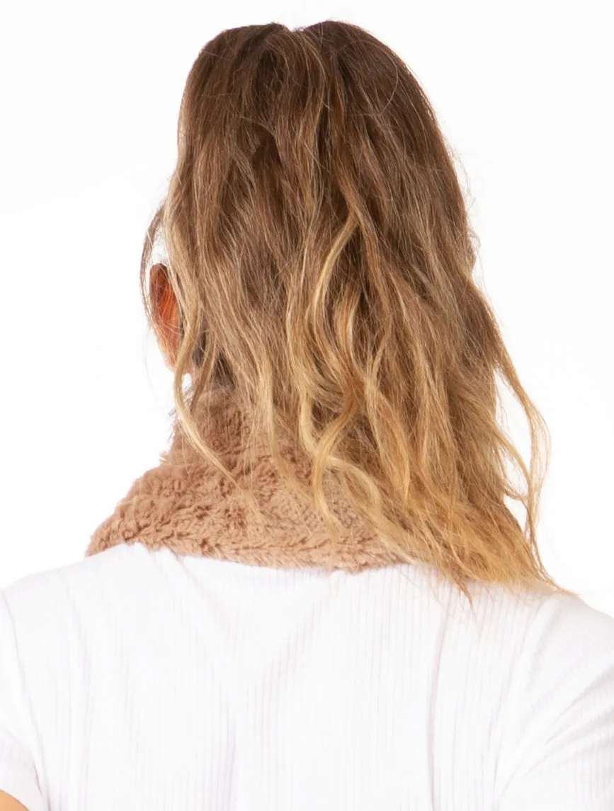 Sakkas Julie Short Wrap Around Two Sided Faux Fur And Ribbed Knit Infinity Scarf