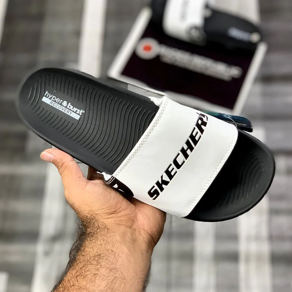 Skechers Hyperrbursst Recovery Logo Slide “Black White”