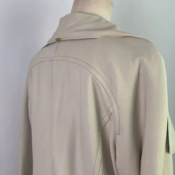 St. Johncream pleated zip lamb leather jacket