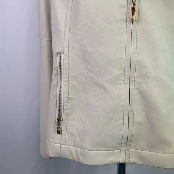 St. Johncream pleated zip lamb leather jacket